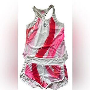 BIDI BADU Pink and Red Athletic Tank and Shorts Set